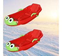 Children's Thickened Wear-Resistant Sled, Cartoon Sled, Sled with Pull Rope, Winter Plastic Sled, Two-Person Sled with Backrest
