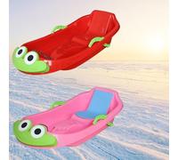 Children's Thickened Wear-Resistant Sled, Cartoon Sled, Sled with Pull Rope, Winter Plastic Sled, Two-Person Sled with Backrest