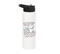 Childrens Today I Feel Like a Wolf Fun Animal Cool Wolves Stainless Steel Insulated Water Bottle