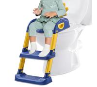 Children's Toilet Seat with Stairs, Comfortable Safe Toilet Ladder, Children's Toilet with Spray and Non-Slip Footboard, Toilet Training, 2-in-1 Foldable Height Adjustable Toilet Seat for Toddlers