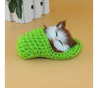Childrens Toy Cute Sleeping Cat Slippers Sounding Simulation Animal Toy Kids Gift Dolls & Stuffed Toys (Green, One Size)