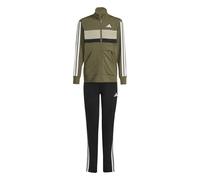 adidas Unisex Kids SEASONAL ESSENTIALS TIBERIO 3 STRIPES TRICOT TRACKSUIT, olive strata/white, 9-10 Years