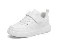 Childrens Trainers Sports Shoes for Boys Flat Thick Bottom Lightweight Non Slip Lace Up Hook Loop Colour Block Leather Upper
