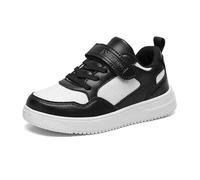 Childrens Trainers Sports Shoes for Boys Flat Thick Bottom Lightweight Non Slip Lace Up Hook Loop Colour Block Leather Upper