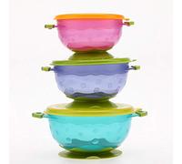 Children's Training to Eat Plastic Sucker Bowl 3 Sets of Anti-Fall with Cover Baby Cutlery Set 3 Sets