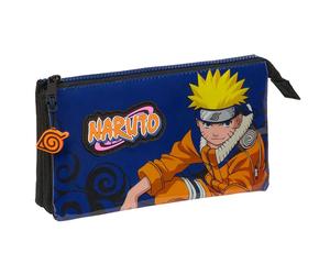 Children's triple Pencil case Educa Borras Naruto Shippuden Ninja Bleu 22x3x12 cm