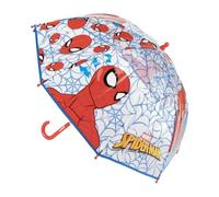 Children's Umbrella Spider-Man Marvel Child - Transparent Manual Umbrella 45 cm in POE Blue with Spider Web Print, Resistant Fibreglass Structure and Curved Handle, Official License, Cole and Rain