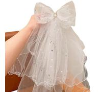Children's Veil Girls Bow Small Flower Children's Top Clip Hair Accessories Princess Mesh Issue Card Registration Headgear (Star sparkling diamond floating yarn)
