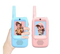 Children's Video Walkie-Talkie - 5.4x2.3x12.4cm 2-Piece Handheld, Interactive Video Pager, Ultra-Long Range 150-500 Meter Communicate | Rechargeable, Sound Effects & HD Screen, Indoor Play, Hiking