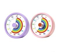 Children's Visual Timer | 60 Minutes Countdown | Rainbow Pattern | Time Timer Children with Rotary Knob and Alarm Stop, for Learning, Exams & Cooking