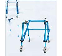 Children's Walking Frame, Folding Lightweight Standard Walker with Wheels and Non-Slip Foot Pad, Height Adjustable Assisted Walking Aid,Blue