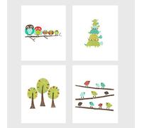 Children's Wall Art Prints, Nature Animal Collection, Set of Four 8x10 Prints, Forest Nursery, Gender Neutral Nursery Decor, Bear, Deer, Owl, Fox, Woodland Nursery, Kids Room, Baby Room Decor