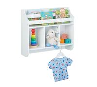 Children's Wall Bookshelf White Kids Bookcase Toy Storage Shelving Unit Playroom