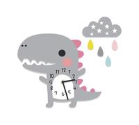 Children's wall clock Dinosaur with clouds Clock without ticking noise Silent clock Boy's wall clock gray a