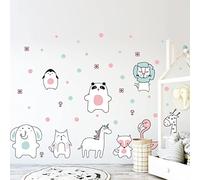 Children's Wall Stickers - Baby Room Decoration - Children's Bedroom Wall Sticker - Animal Friends of Flowers - Height 60 x Length 90 cm