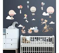 Children's Wall Stickers - Baby Room Decoration - Children's Bedroom Wall Sticker - Animals and Hot Air Balloons - H90 x L60 cm