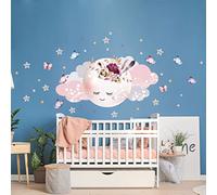 Children's Wall Stickers - Baby Room Decoration - Children's Bedroom Wall Sticker - Bohemian Moon, Clouds, Stars and Butterflies - H60 x L90 cm
