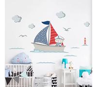Children's Wall Stickers - Baby Room Decoration - Children's Bedroom Wall Sticker - Captain of Boat - Height 60 x Length 70 cm