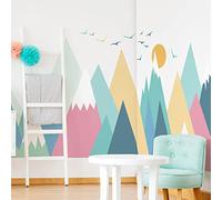 Children's Wall Stickers - Baby Room Decoration - Children's Wall Stickers - Scandinavian Wall Sticker - Giant Scandinavian Mountains Colorika - H120 x L180 cm