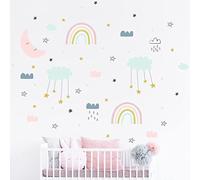 Children's Wall Stickers - Baby Room Decoration - Children's Wall Stickers - Scandinavian Wall Stickers - Dinosaurs and Shooting Stars - H60 x L90 cm