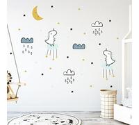 Children's Wall Stickers - Baby Room Decoration - Children's Wall Stickers - Scandinavian Wall Stickers - Dinosaurs and Shooting Stars - H60 x L90 cm