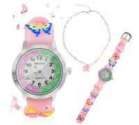 Childrens Watches for Girls, Kids Butterfly Watch Childrens Butterfly WatchJewelry Set Cute Cartoon Wristwatch Girls' Wrist Watch Girl's Analogue Quartz Watches