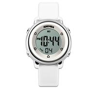 Children's Watches Sport Watch with Stop Watch and 7 LED Backlight Function Time Teacher Blue & White&Green Silicon Strap Boys Girls Watch-White