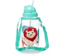Children's Water Bottle 450 ml with Straw & Cord - Zoo Safari Animals
