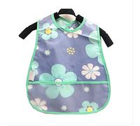 Children's Waterproof Gowns Cotton Baby Bibs Feeding Meals to Eat Anti-Dressing Baby Children Blue Flowers