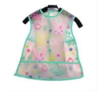 Children's Waterproof Smock Cotton Baby Bib Feeding Meal Eating Anti-Dressing Baby Child Green Rabbit