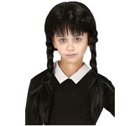 Childrens Wednesday Black Plaited Wig with Fringe