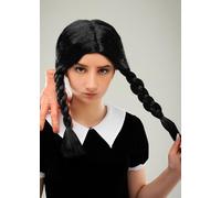 Childrens Wednesday Style Gothic Black Plaited Wig