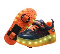 Children's Wheeled Sports Shoes,Roller Shoes Sneakers for Boys Girls,Trainers Skating with Retractable Wheels,Light Up,Comfort,for Party,Birthday,Easter,Christmas Orange