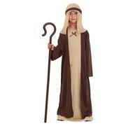 Children's White and Brown Shepherd Costume for Boys, Christmas Fun Shack Fancy Dress Boys Nativity Costumes