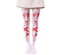 Childrens White and Red Bloodstained Tights, Girls Bloodstained Tights, Red Blood Splatter Tight, Women Halloween Tight, Halloween Girl Zombie Nurse Devil Horror Costume Accessory