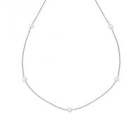 Children's White Freshwater Pearl Diamond Necklace N4580W - - Sterling Silver / Platinum Plated / Diamond / White Freshwater Pearl