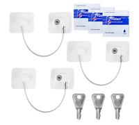 Children's Window Lock, No Drilling, Fridge Lock, Child Safety Window, Cabinet Lock with Key, Window Protection, Children, Baby Safety Lock for Doors, Fridge, Drawers, Pack of 3