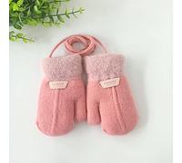 Children's Winter Heated Mittens Soft Thick Full Finger Mittens Crochet Gloves Outdoor Ski Snowboard Cycling Anti-Cold with Rope Anti-lost for Girls Boys 1-6 Years