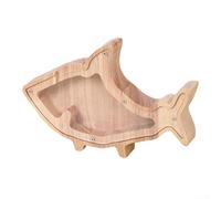 Children's Wooden Animal Shape Coin Bank for Developing Savings Habits and Adding Fun to Playtime (Fish)