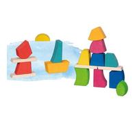 Childrens Wooden Building Bricks Creo Colourful Kids Toy Wood Block Set - Age 2+