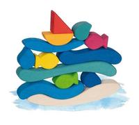 Childrens Wooden Building Bricks Water World Kids Stacking Wood Block Toy Age 3+