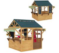 Childrens Wooden Playhouse Kids Wendy House Outdoor Foldable Brown