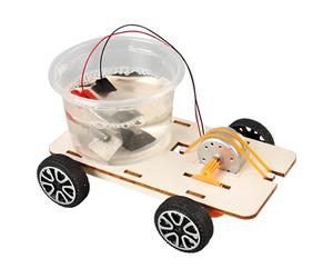 Childrens Wooden Salt Waters Power Car Model Handcraft Assembly Science Project Set for Students School Physics Learning Saltwater Fuels Cell Vehicle Model