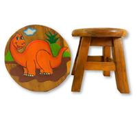 Children's Wooden Stool - Dinosaur Diplodocus Orange Step Stool