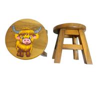 Children's Wooden Stool - Highland Cow