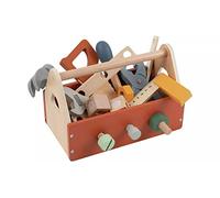 Children's Wooden Tool Box Set, Educational Construction Toy with Tools, Brown and Multi-Coloured