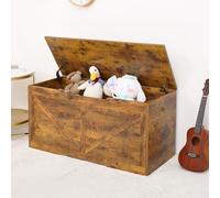 Children's Wooden Toy Box Chest Kids Storage Bench Flip Top Lid & Safety Hinges Xample Brown One Size