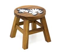 Children's Wooden Zebra Stool | Small Round Wooden Animal Footstool | Kids Zebra Design Wood Step Stool Seat - 25cm