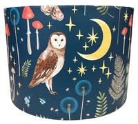 Children's Woodland Lampshade - Navy Blue with Owls, Stars, Moon, and Forest Creatures - Ceiling and Table Lamp Shade for Nursery and Kids Bedroom Decor