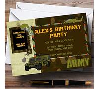 Childrens's Kids Party Invites Army Soldier Camouflage Personalised Birthday Party Invitations with Envelopes - Any Custom Text for Any Occasion